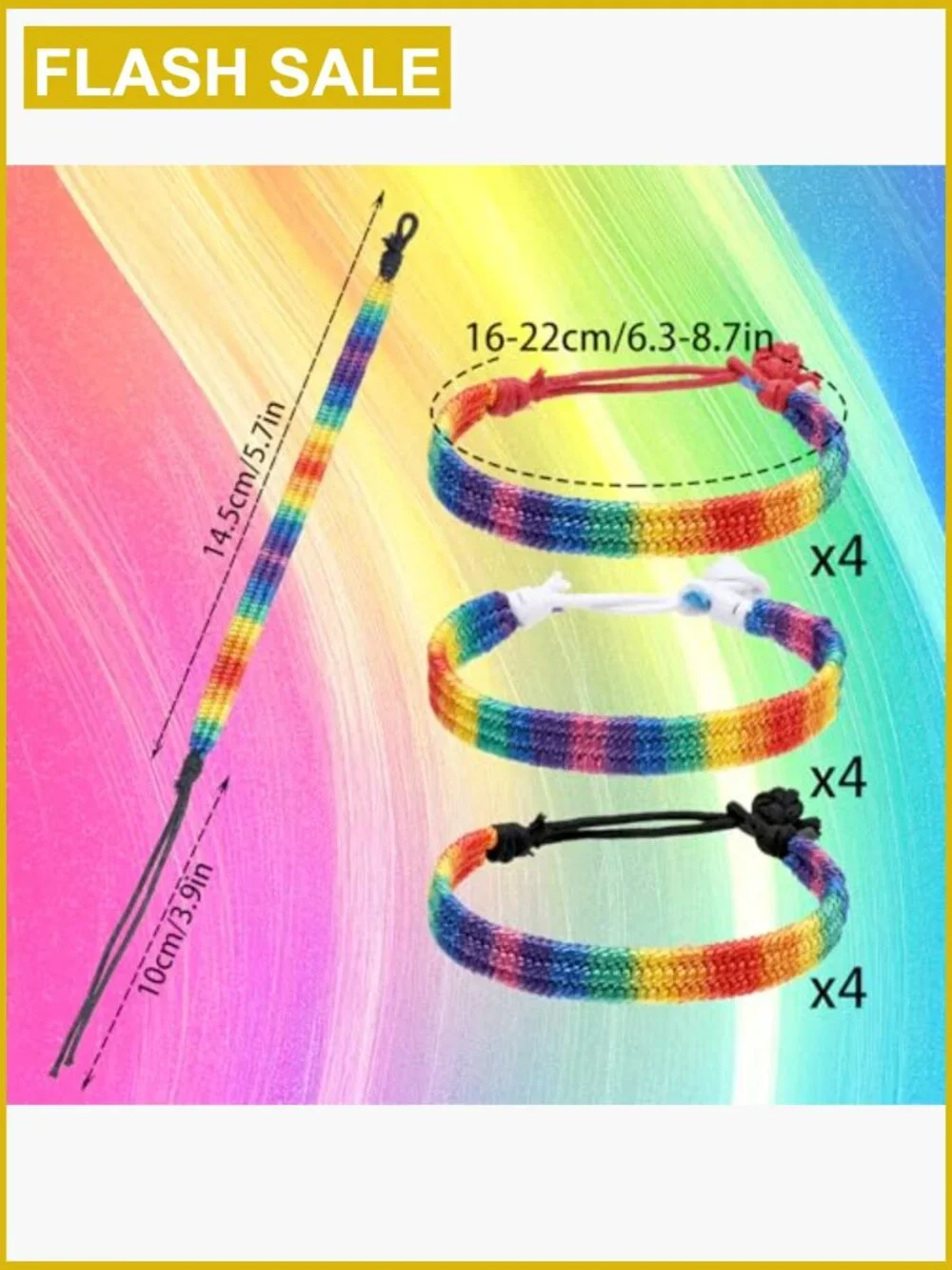 12-Pack Adjustable Woven Friendship Bracelets Pride Inclusion